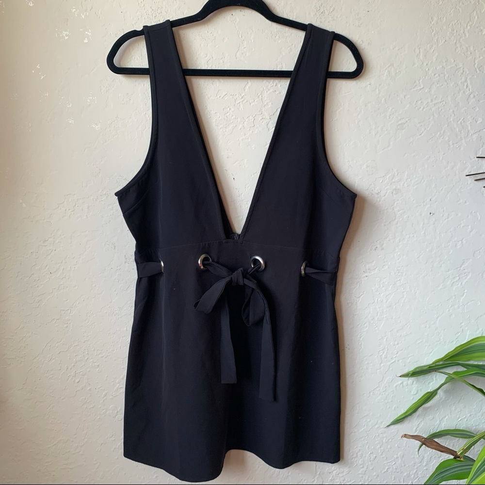 Black Deep V-neck Dress